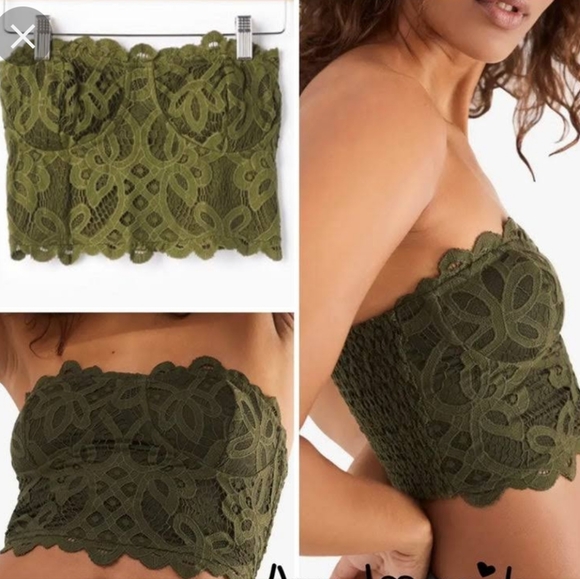 Free People Tops - NWT Free People Adella Lace Corset Bra Top in Army green
